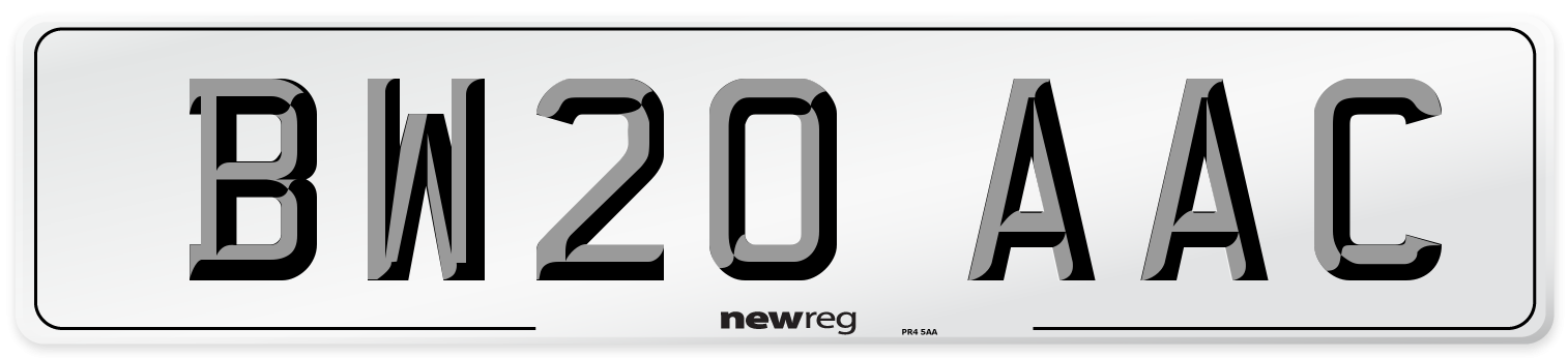 BW20 AAC Number Plate from New Reg